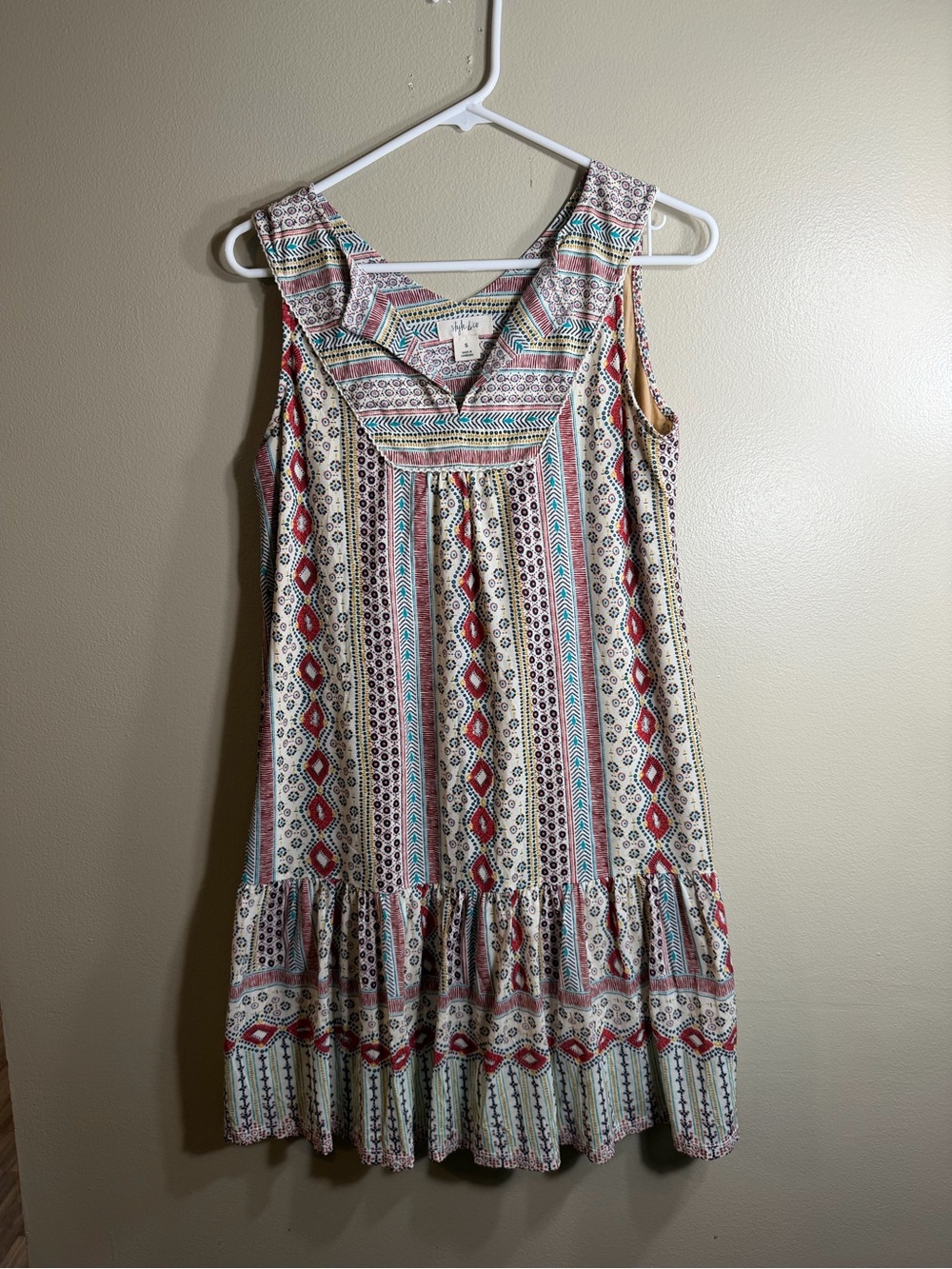 Style & Co Boho Southwestern Print Swing Dress Sleeveless Size Small